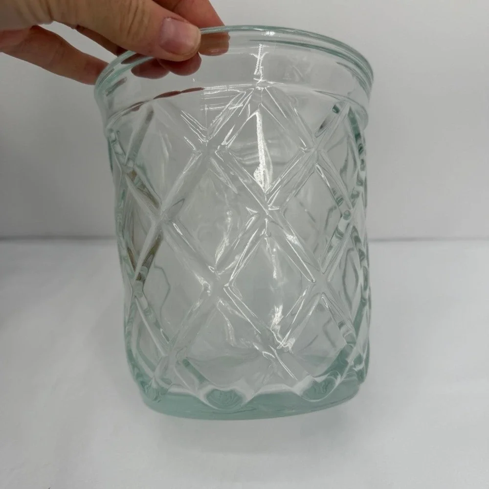 Indiana Glass Gazebo Biscuit Barrel Cookie Jar Clear Diamond Pattern Kitchen